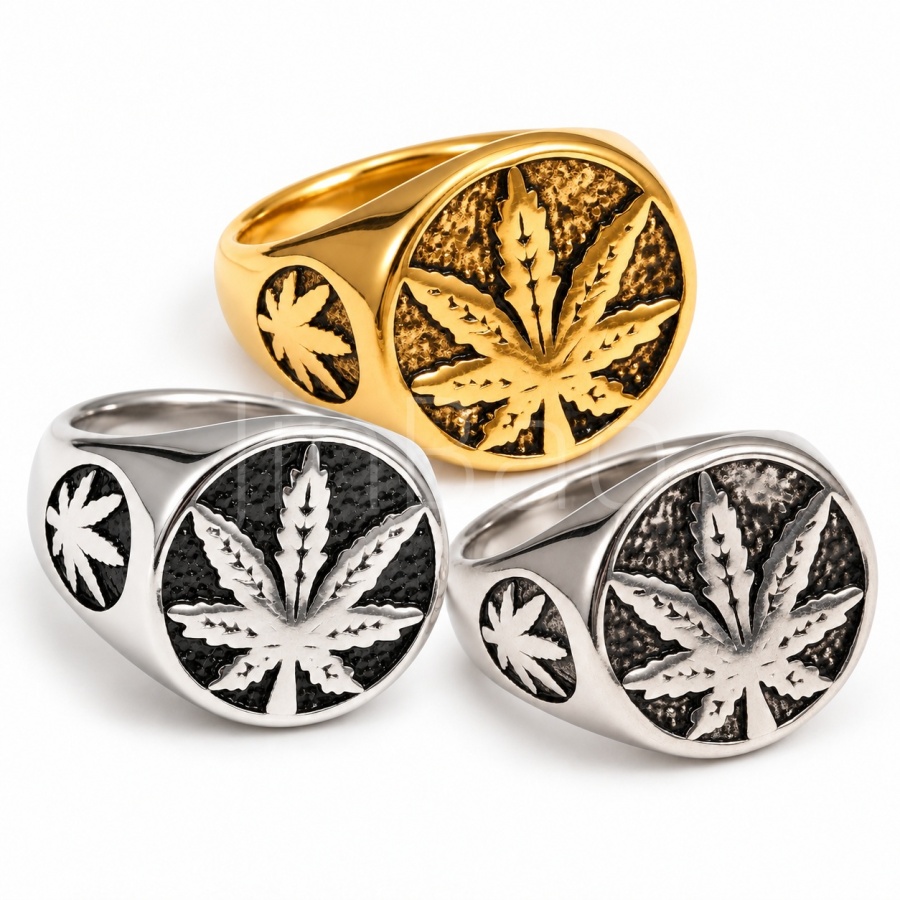 Bold Signet Industrial Stainless Steel Multicolor Ring B00250