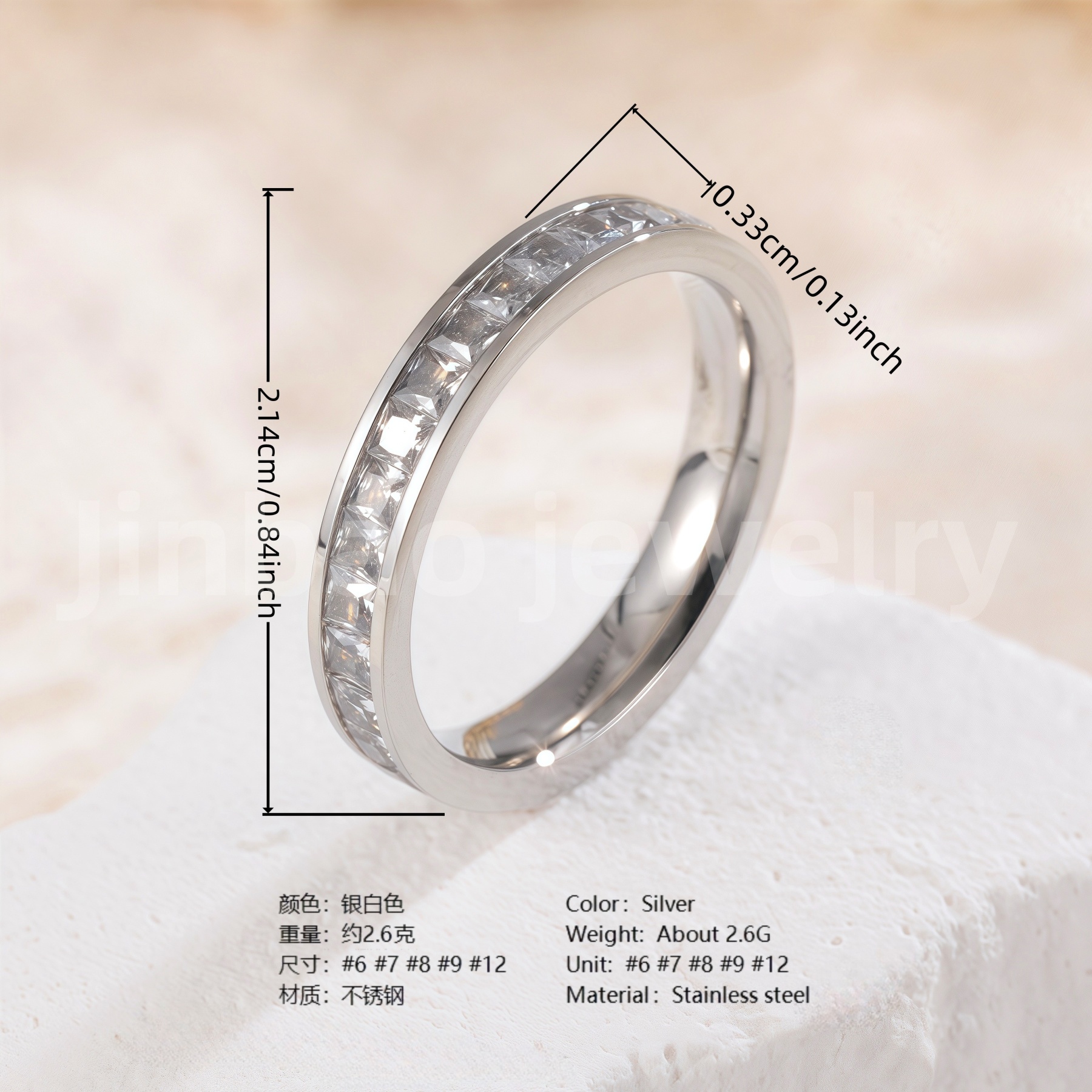 Crown Gemstone & Floral Cross 24K Gold PVD Stainless Steel Titanium Women's Ring.-JinBaoJewerly