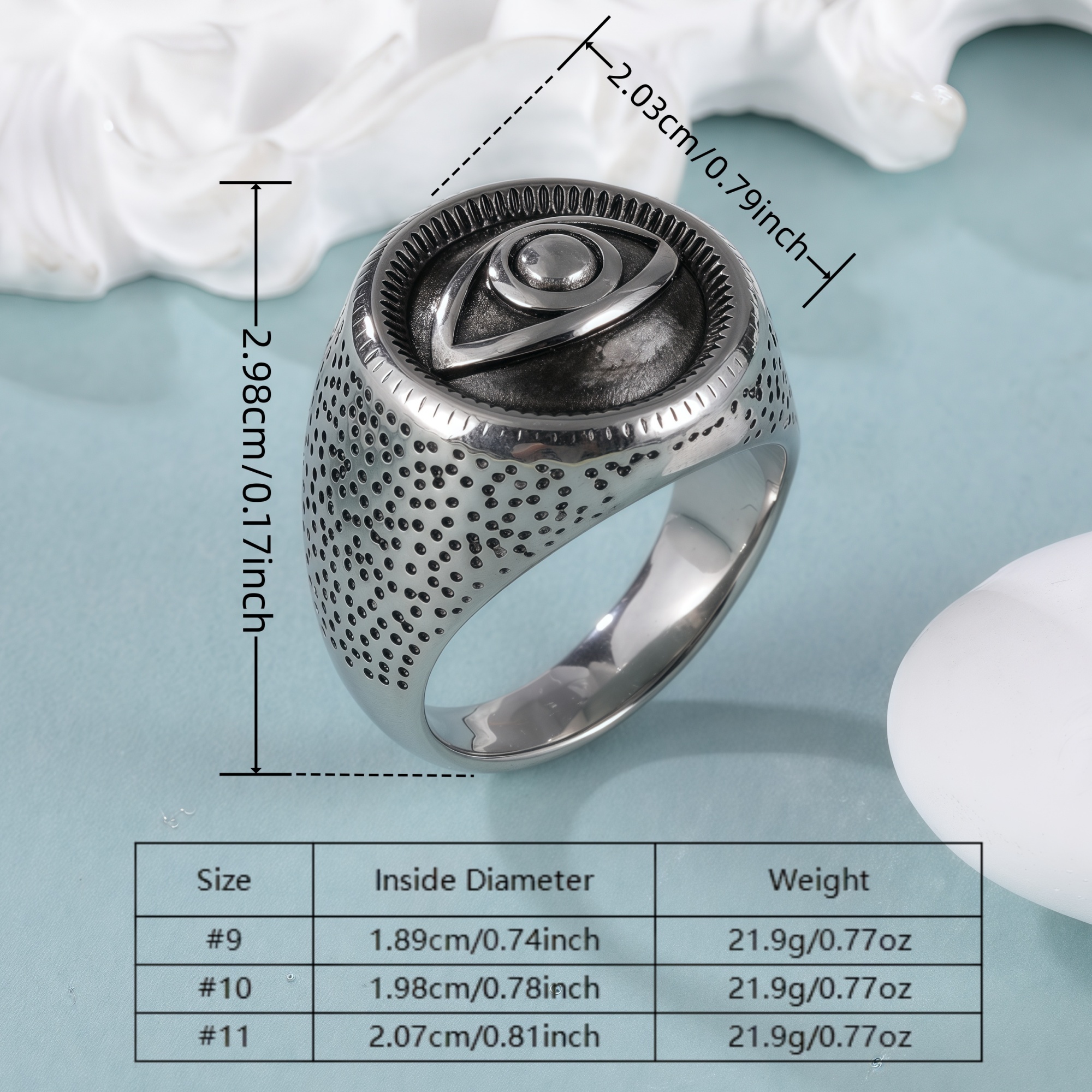 Unique Eye Design Punk Black Stainless Steel Men's Ring丨G00554G-JinBaoJewerly