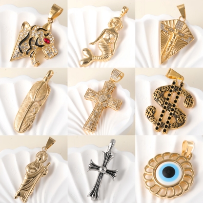 24K gold-plated stainless steel pendant, non-allergenic and non-fading [Series One]-JinBaoJewerly