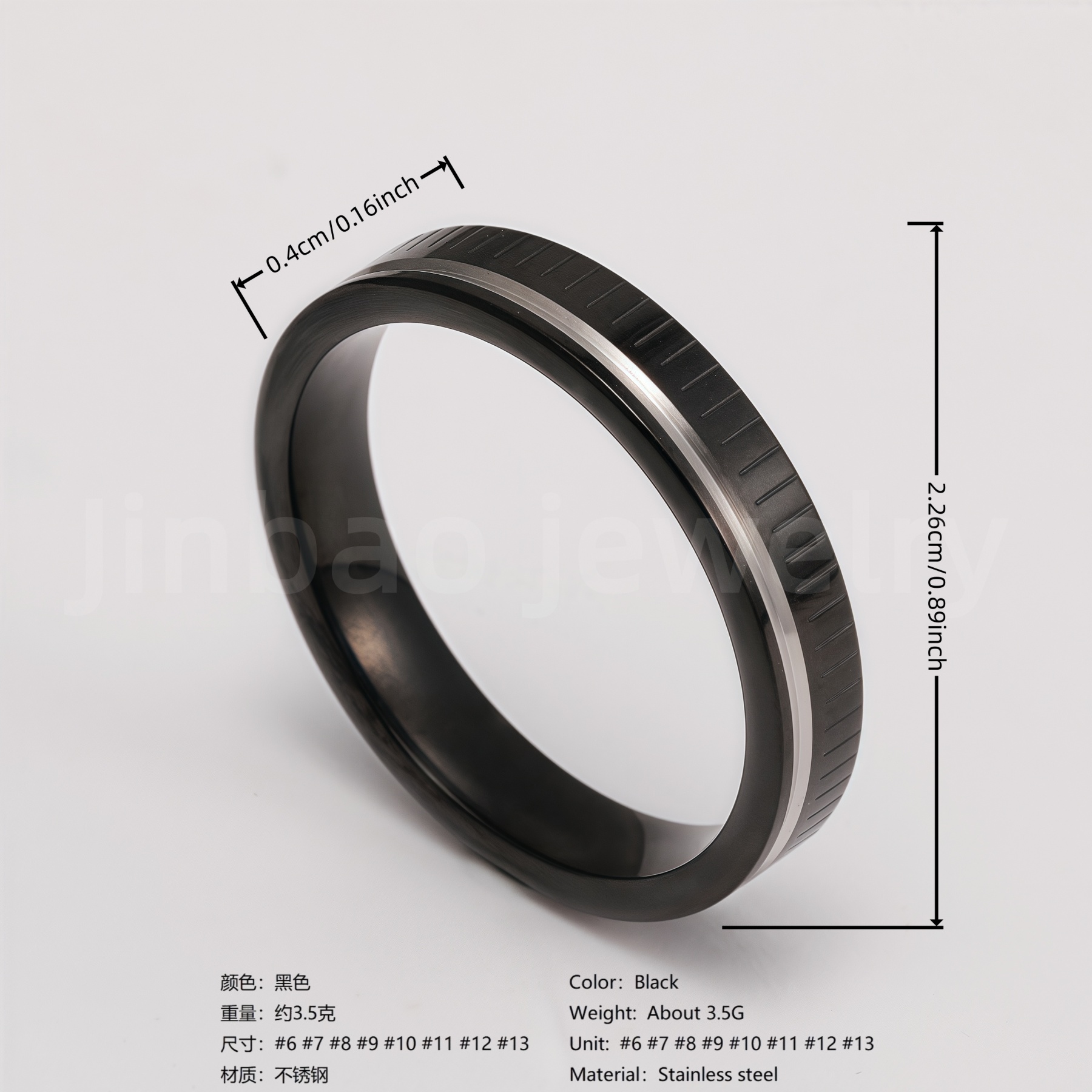 Black & Silver Stainless Steel Ring – Modern Dual-Tone Design-JinBaoJewerly