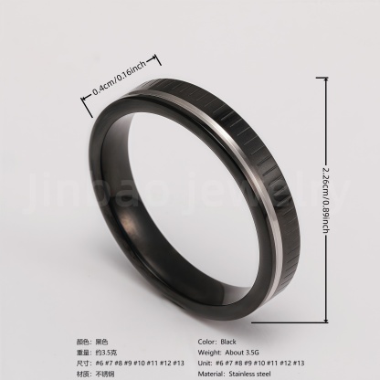 Black & Silver Stainless Steel Ring – Modern Dual-Tone Design-JinBaoJewerly