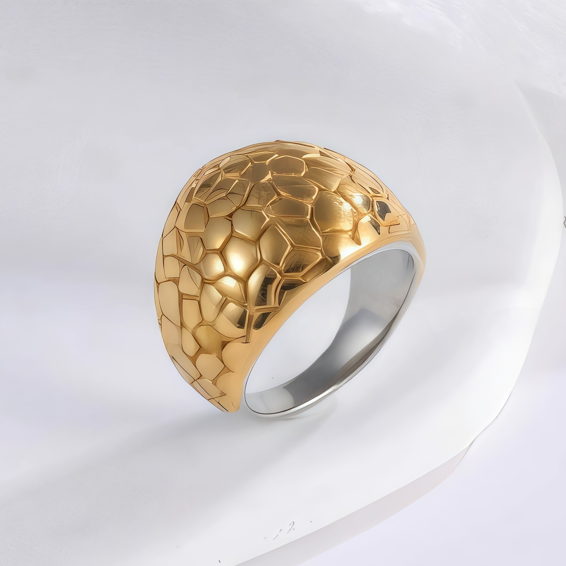 Exquisite Honeycomb Pattern Stainless Steel Ring Modern Simple Style Women Ring | ML054-JinBaoJewerly