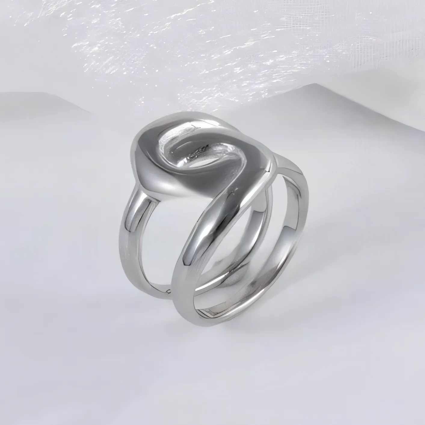 Elegant Intertwined Double Ring for Women | N00652-JinBaoJewerly