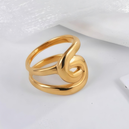 Elegant Intertwined Double Ring for Women | N00652-JinBaoJewerly