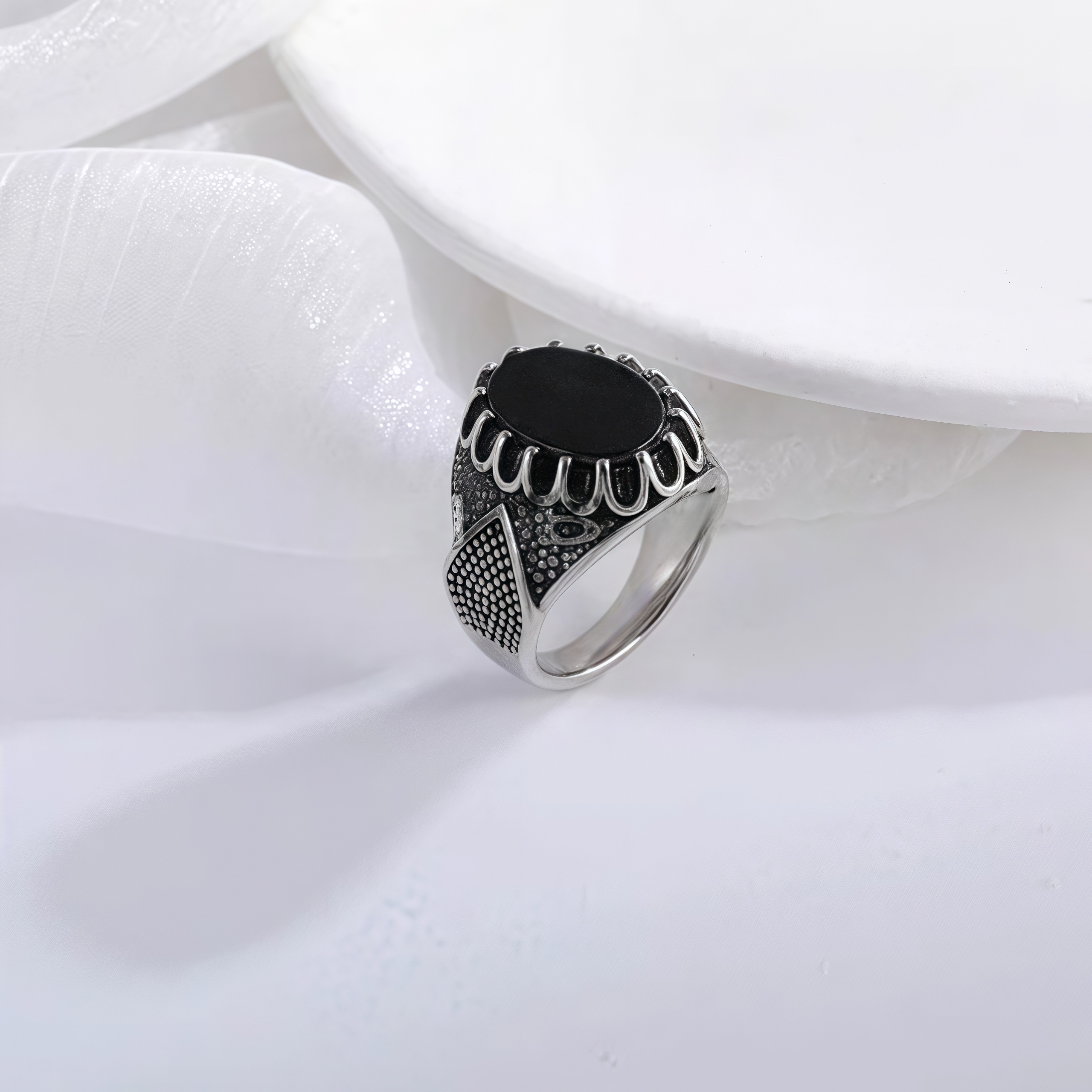 Vintage Gemstone Stainless Steel Ring Men's Classic Fashion Band | YYBL-80-JinBaoJewerly