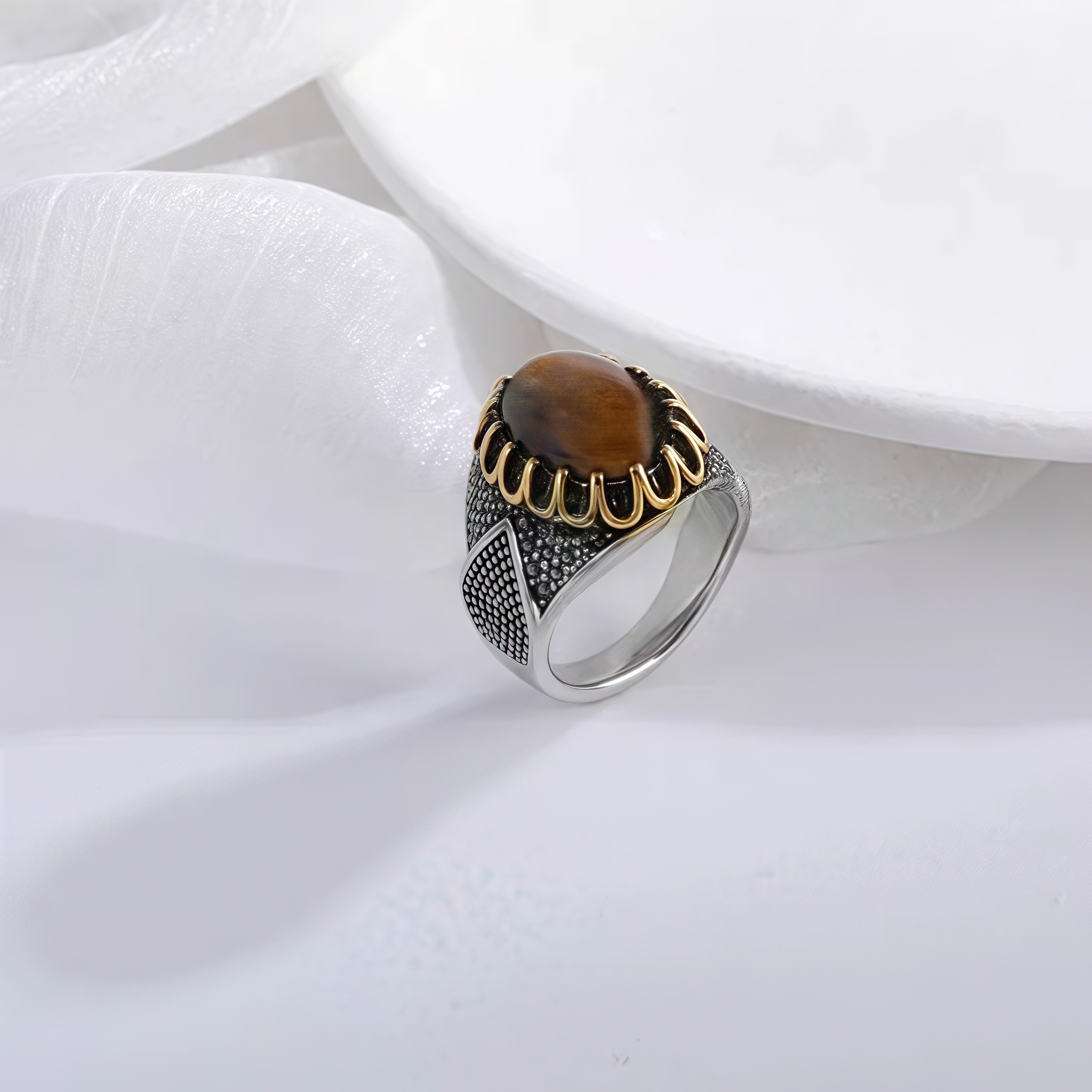 Vintage Gemstone Stainless Steel Ring Men's Classic Fashion Band | YYBL-80-JinBaoJewerly