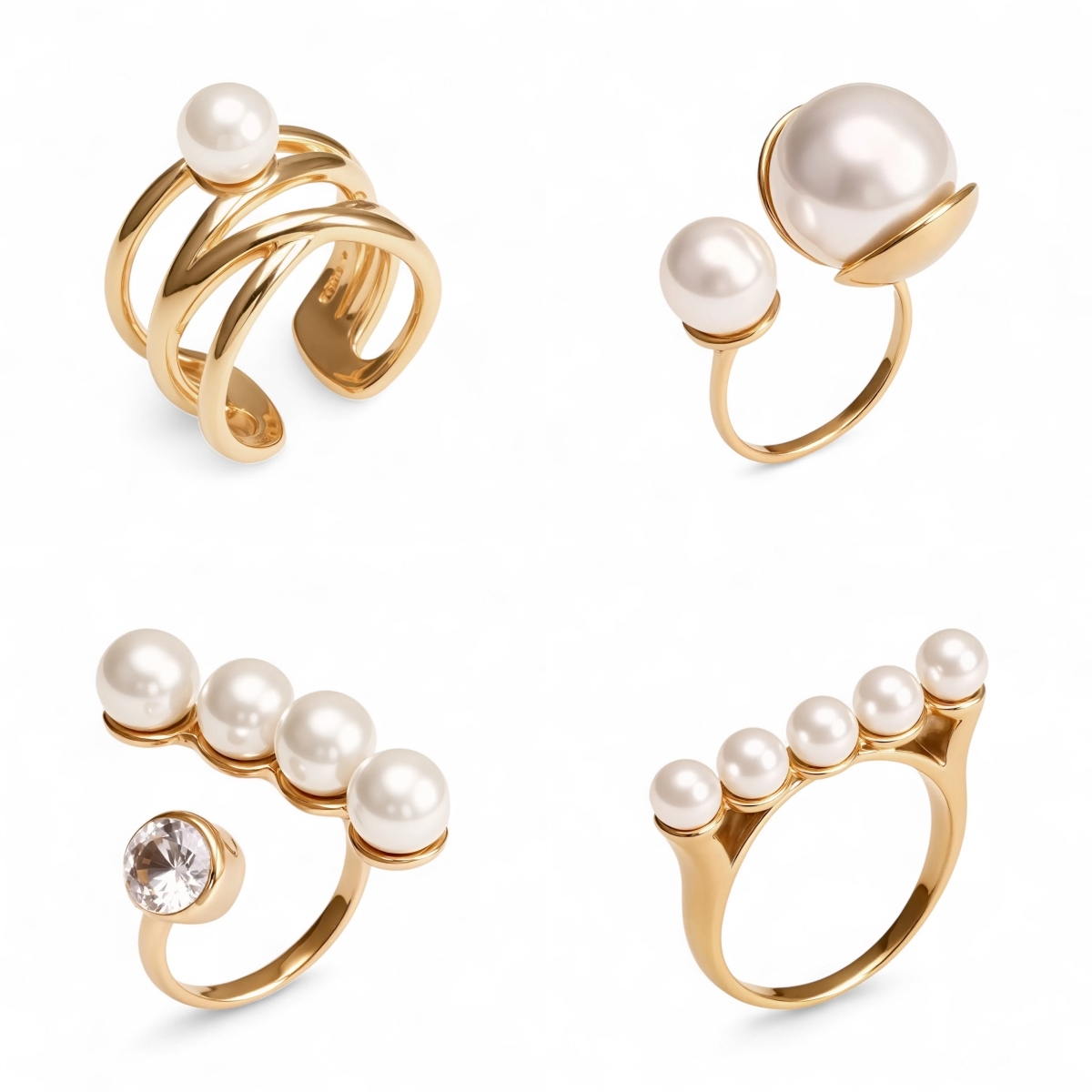 Fashionable and simple pearl inlaid stainless steel ring for women