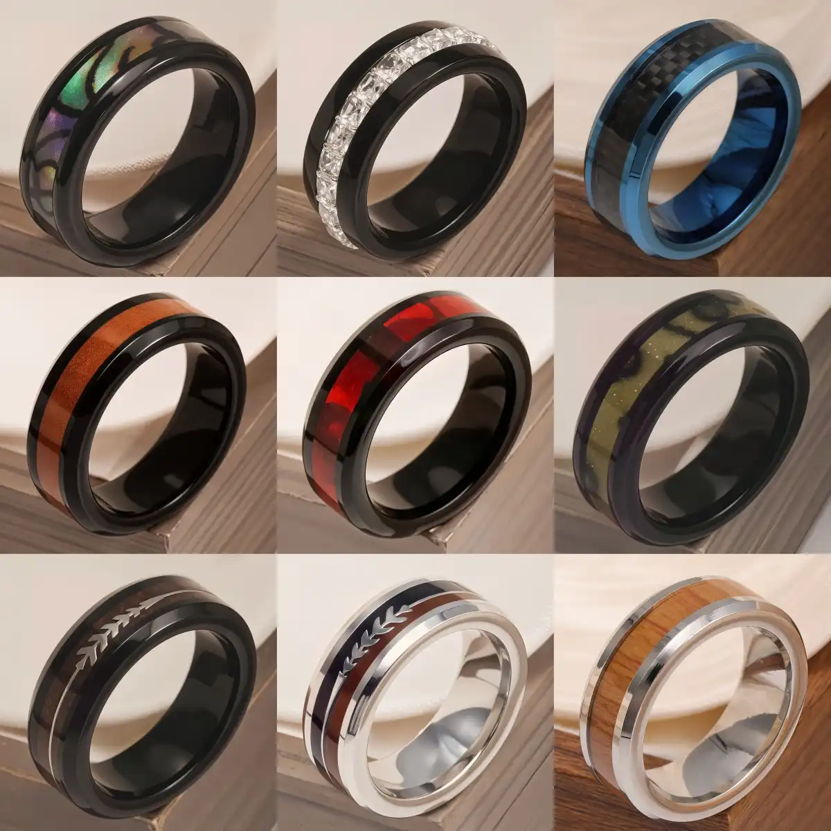 Stainless Steel Vintage Minimalist Design with Handcrafted Inlays Men's Waterproof Ring-JinBaoJewerly