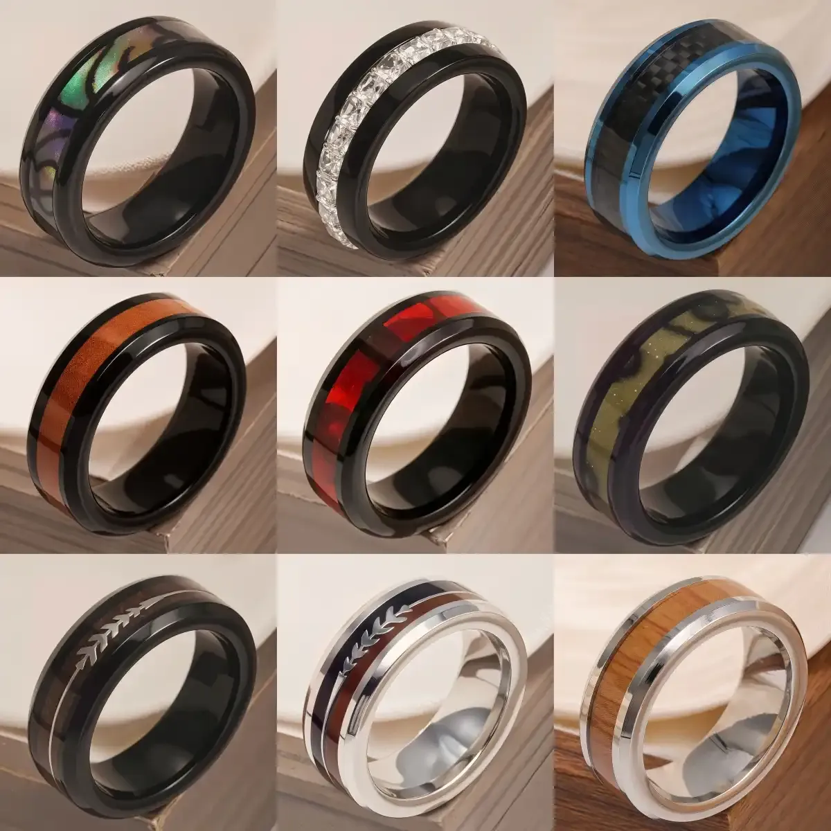 Stainless Steel Vintage Minimalist Design with Handcrafted Inlays Men's Waterproof Ring-JinBaoJewerly