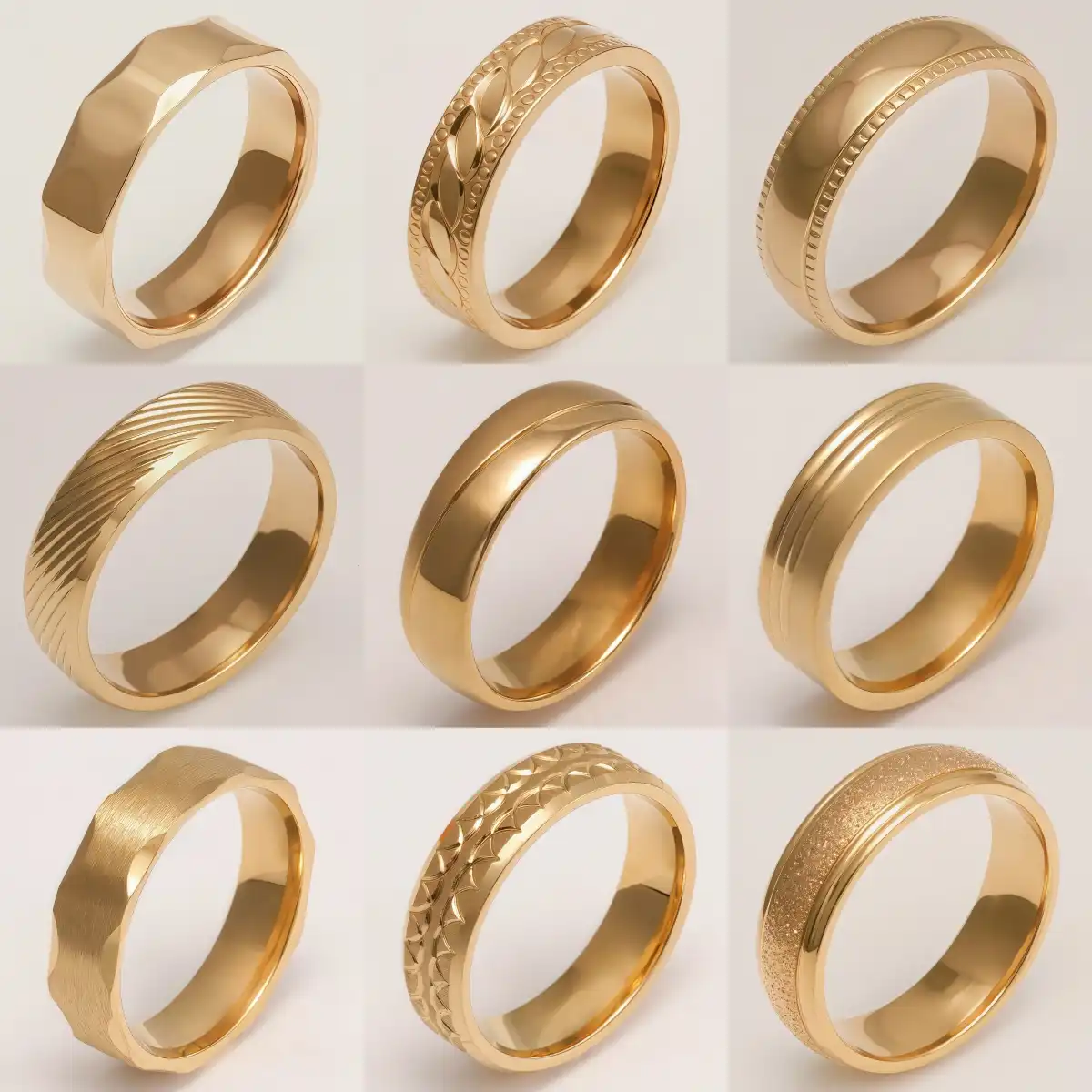 24K Gold-Plating Stainless Steel Retro Pattern Men's Waterproof Ring  6MM-JinBaoJewerly