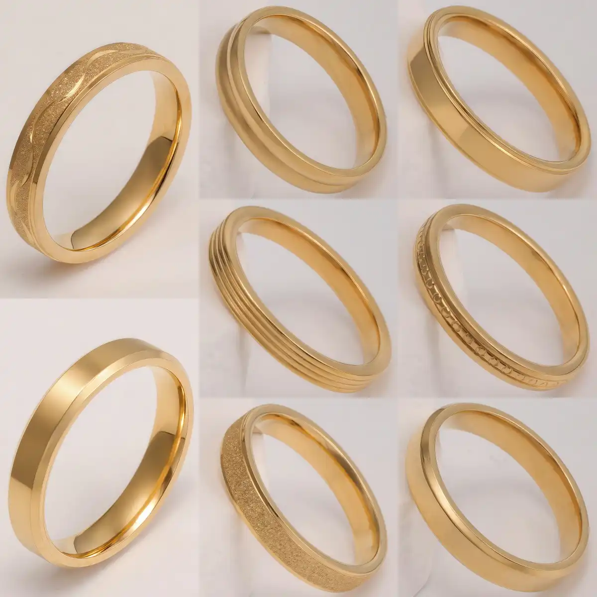 24K Gold-Plating Stainless Steel Personalized Various Crafts Men's Waterproof Ring  4MM-JinBaoJewerly