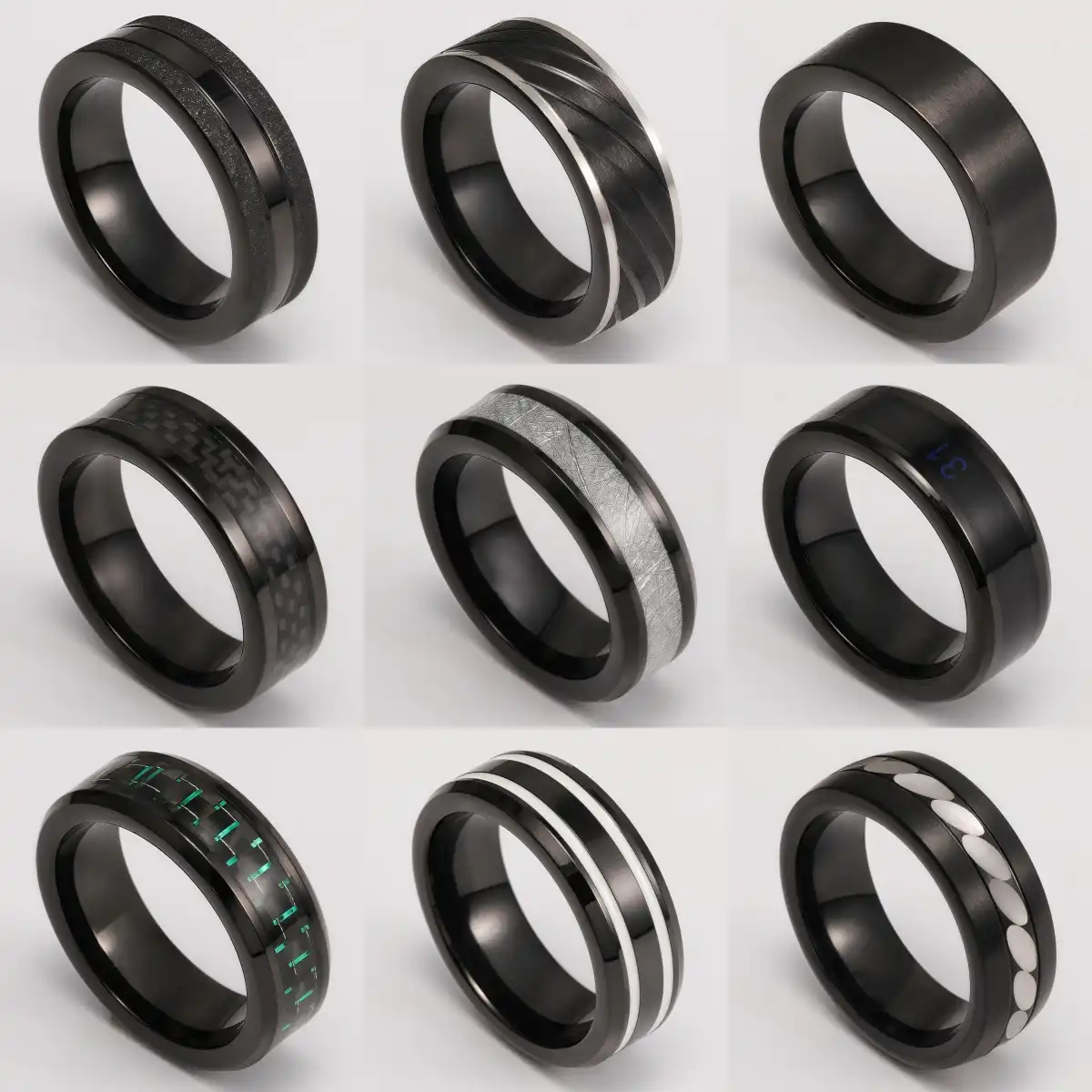 Black Samurai Titanium Steel Hip - hop & Business Style Men's Waterproof Ring 8MM-JinBaoJewerly