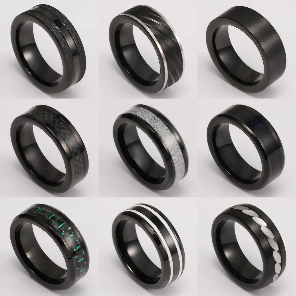 Black Samurai Titanium Steel Hip - hop & Business Style Men's Waterproof Ring 8MM-JinBaoJewerly