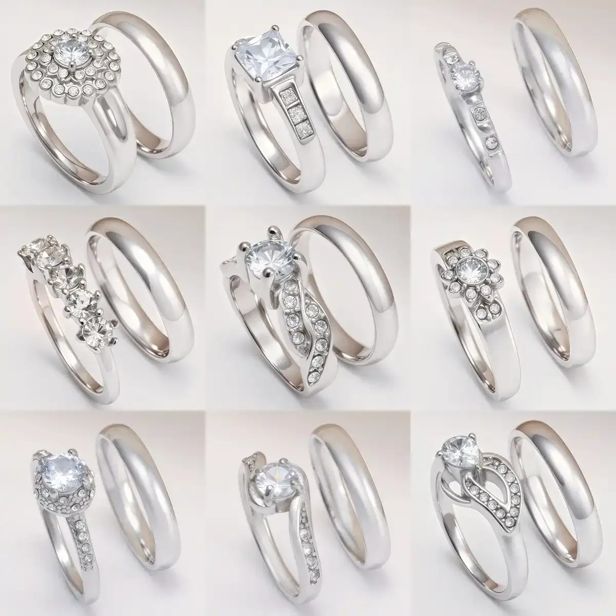 High Quality Exquisite Diamond - Row Stainless Steel Wedding Rings-JinBaoJewerly