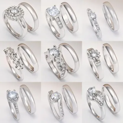 High Quality Exquisite Diamond - Row Stainless Steel Wedding Rings-JinBaoJewerly