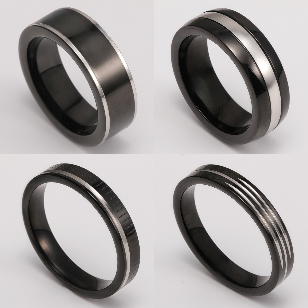 Black & Silver Stainless Steel Ring – Modern Dual-Tone Design-JinBaoJewerly