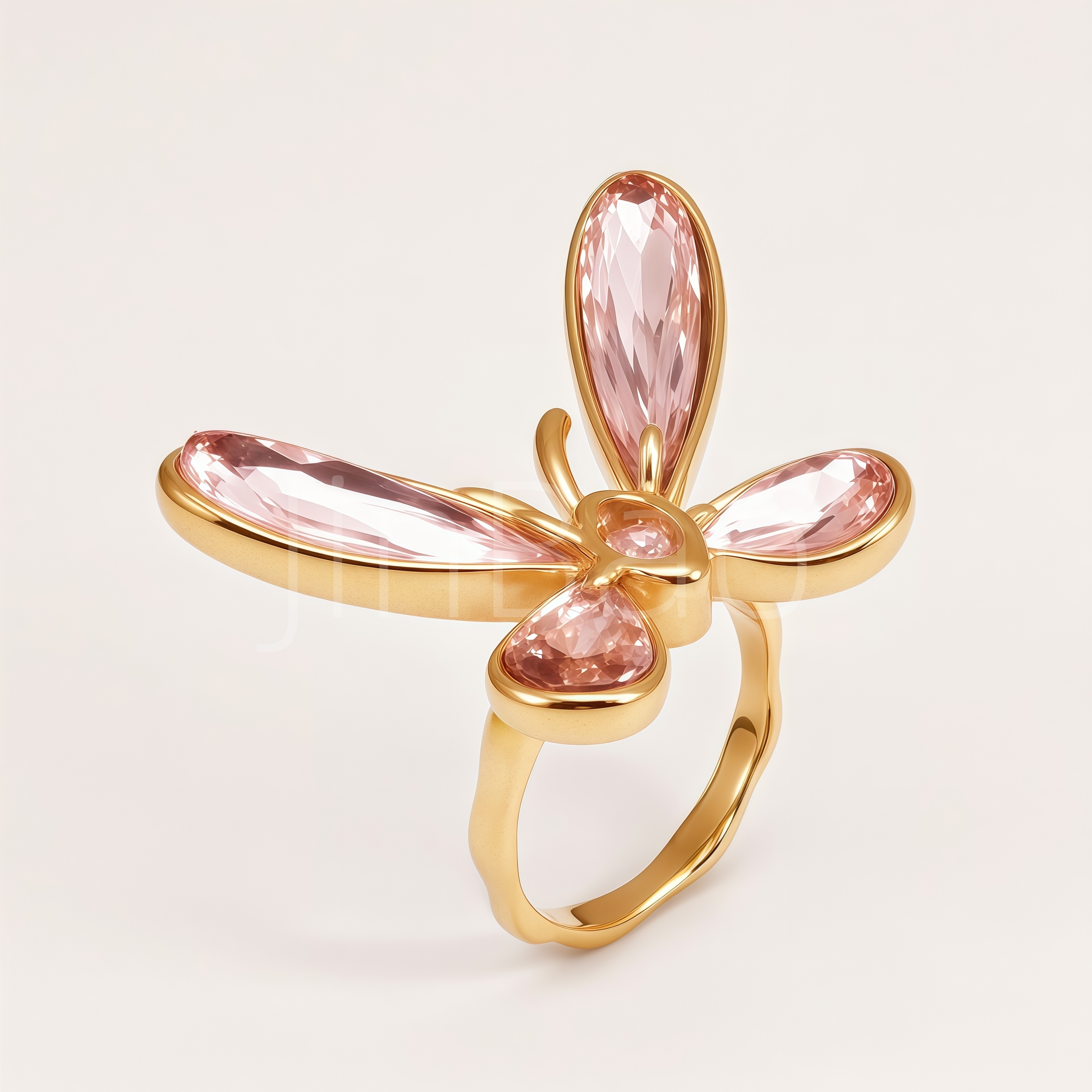 Butterfly Pear Cut CZ Stainless Steel Women Ring | N002802
