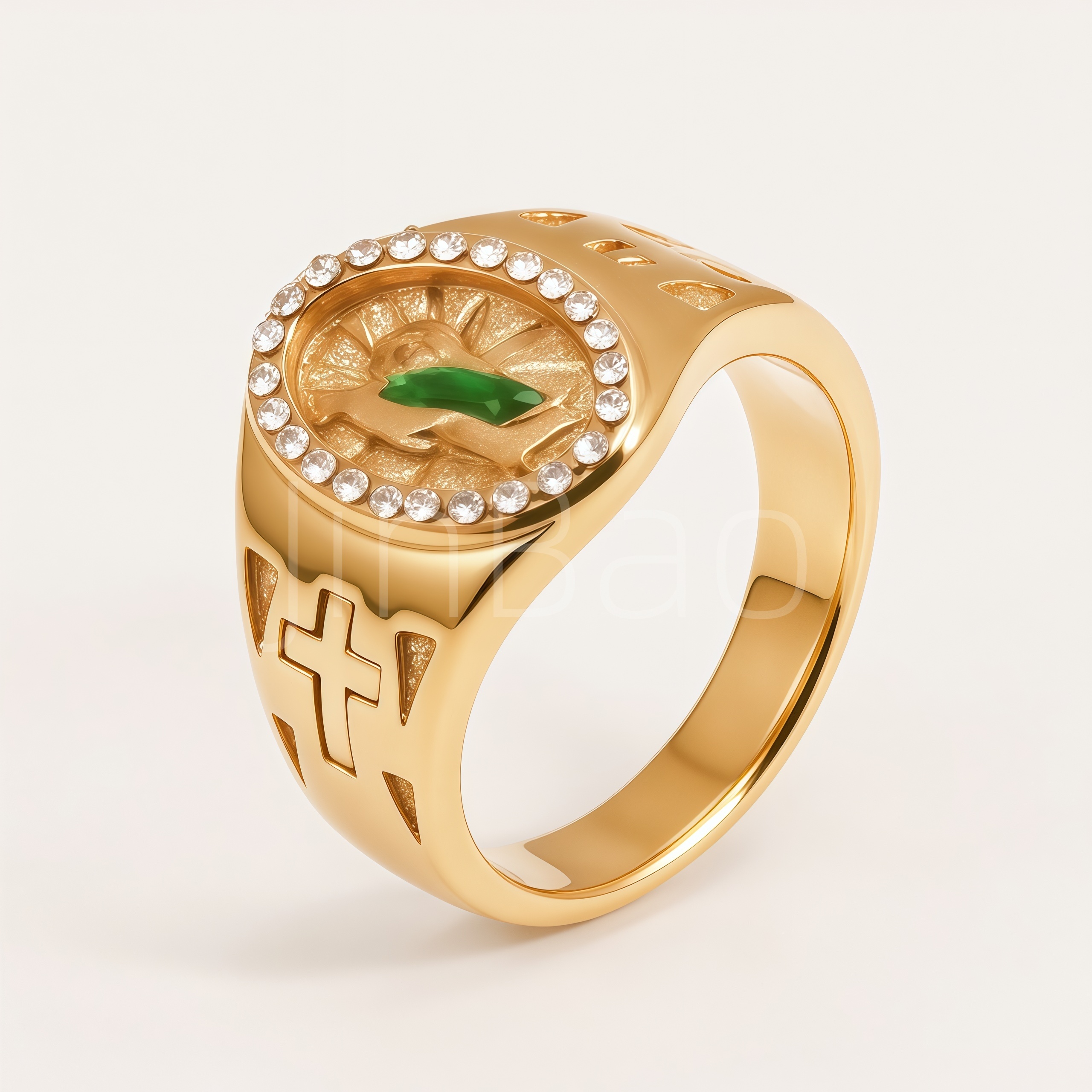 8-Piece Religious Icon Men Signet Ring | D0506