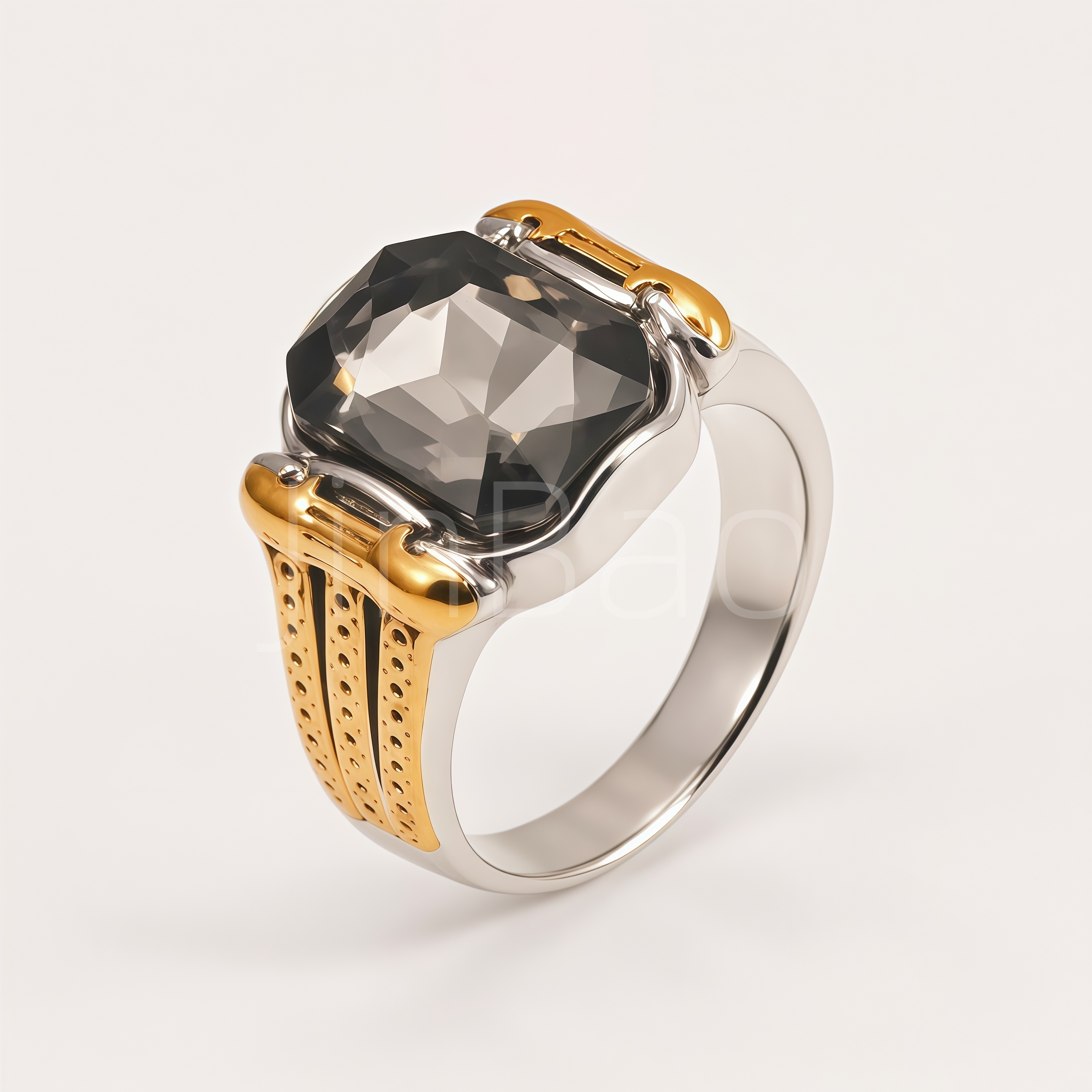 Modern Mechanical Smoky Grey CZ Men Ring | B209