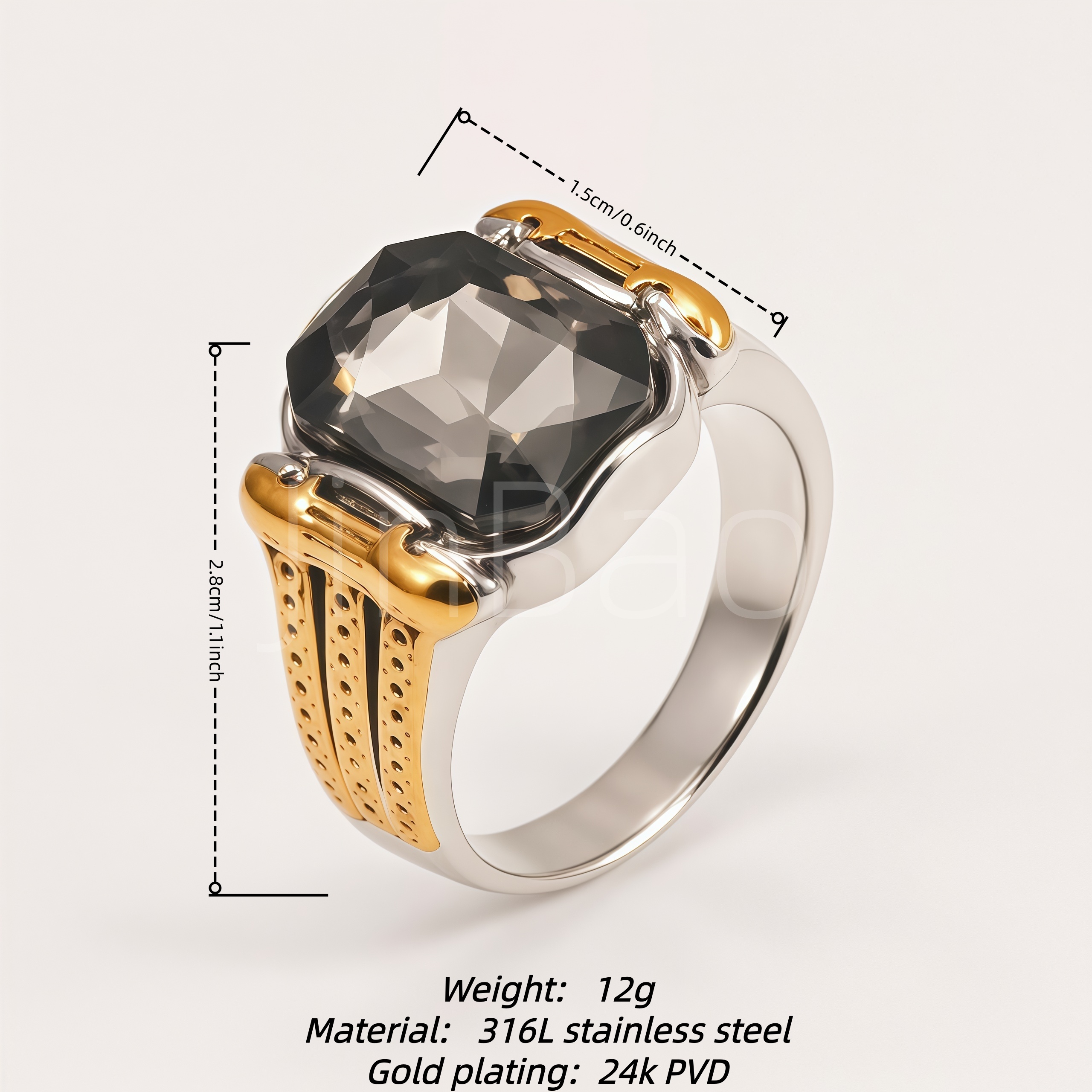 Modern Mechanical Smoky Grey CZ Men Ring | B209