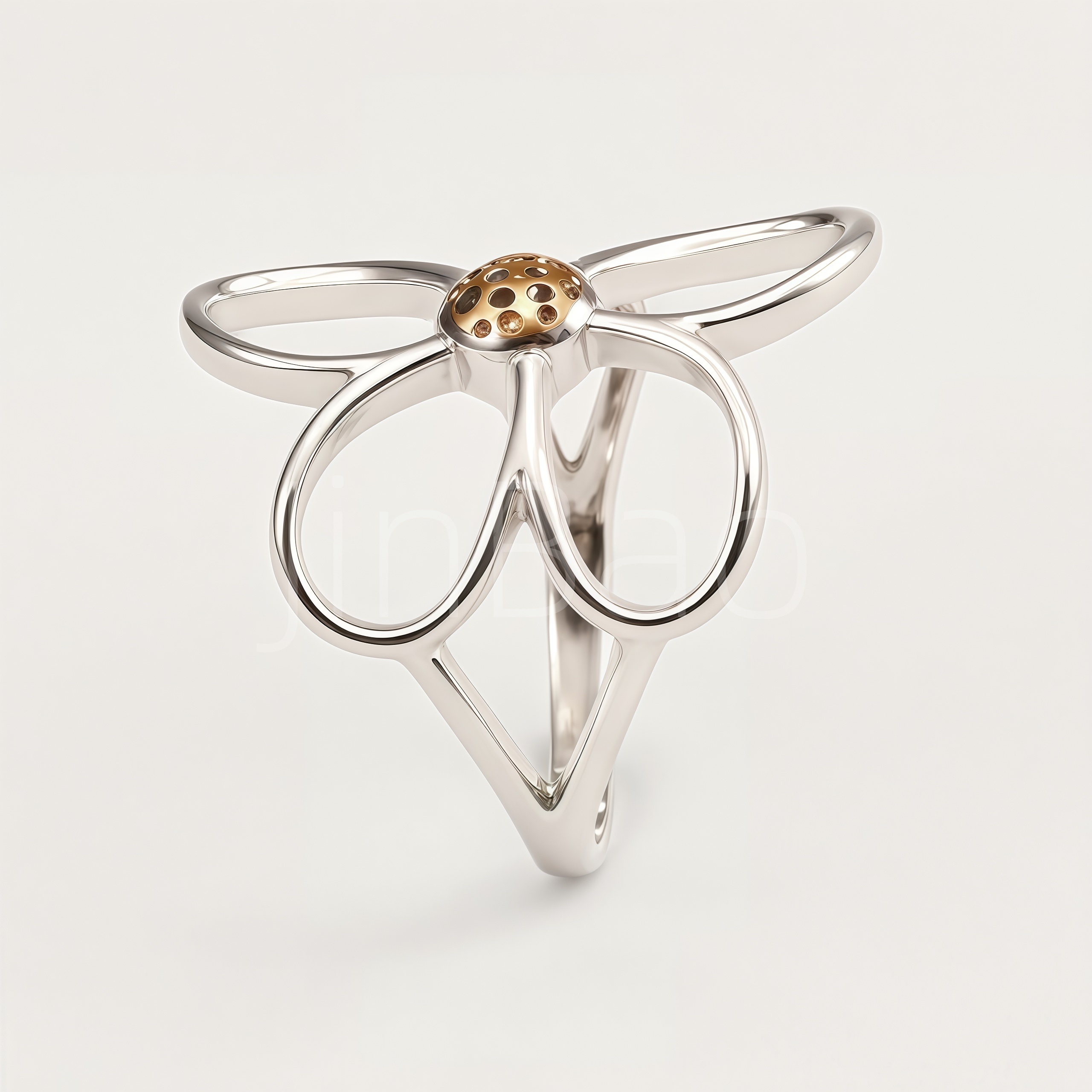Stainless Steel Lucky Floral Statement Ring for Women | N002718