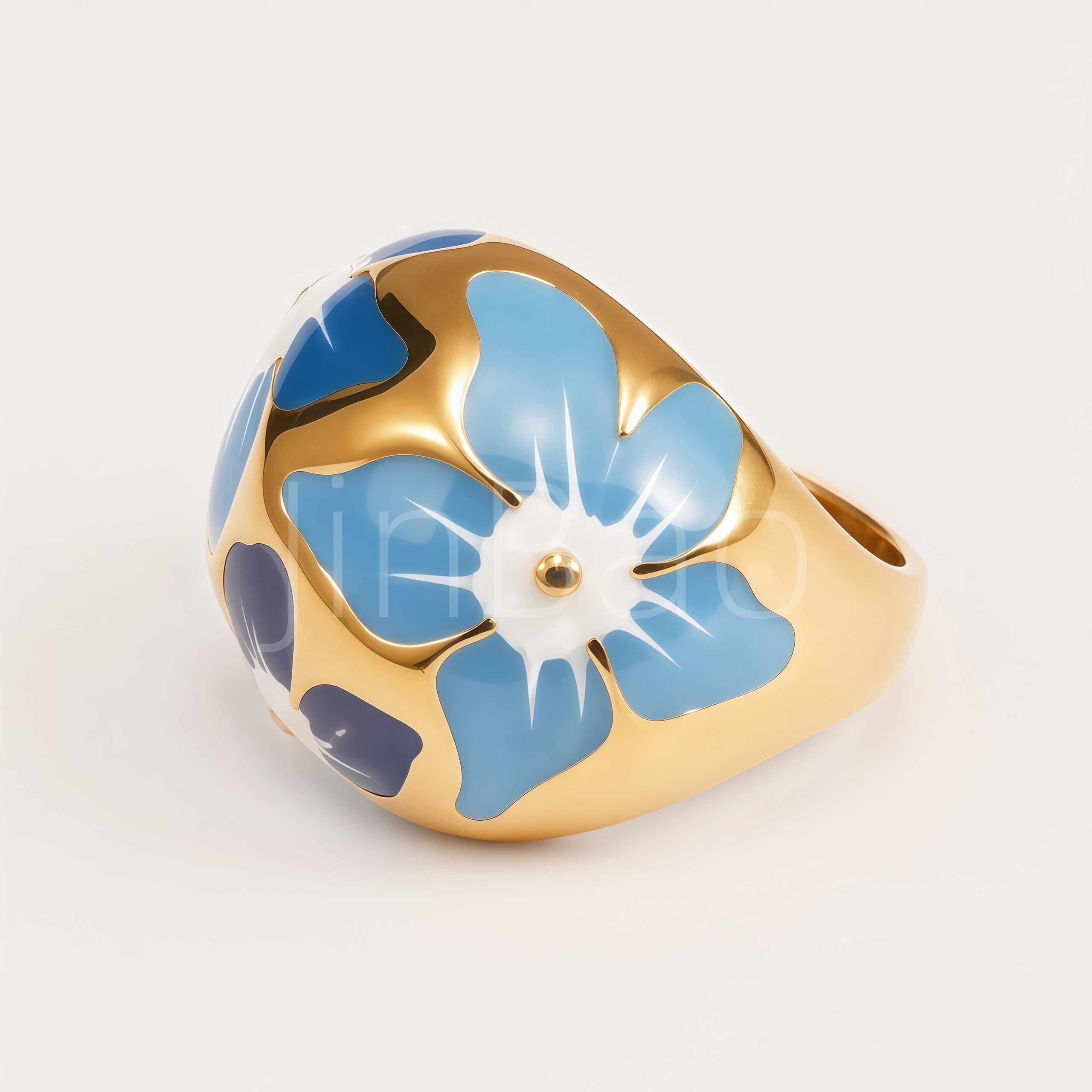 Multicolor Flower Enamel Sphere Dome Chunky Women's Ring | 