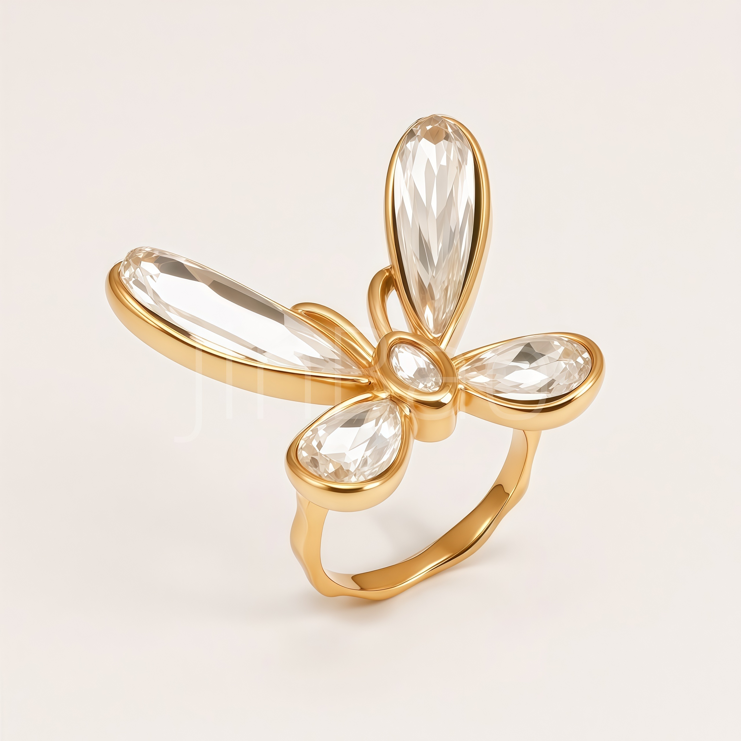 Butterfly Pear Cut CZ Stainless Steel Women Ring | N002802