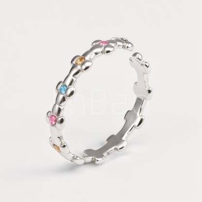 Multi-style Stacking Bow Pearl Flower Stainless Steel Women Finger Rings