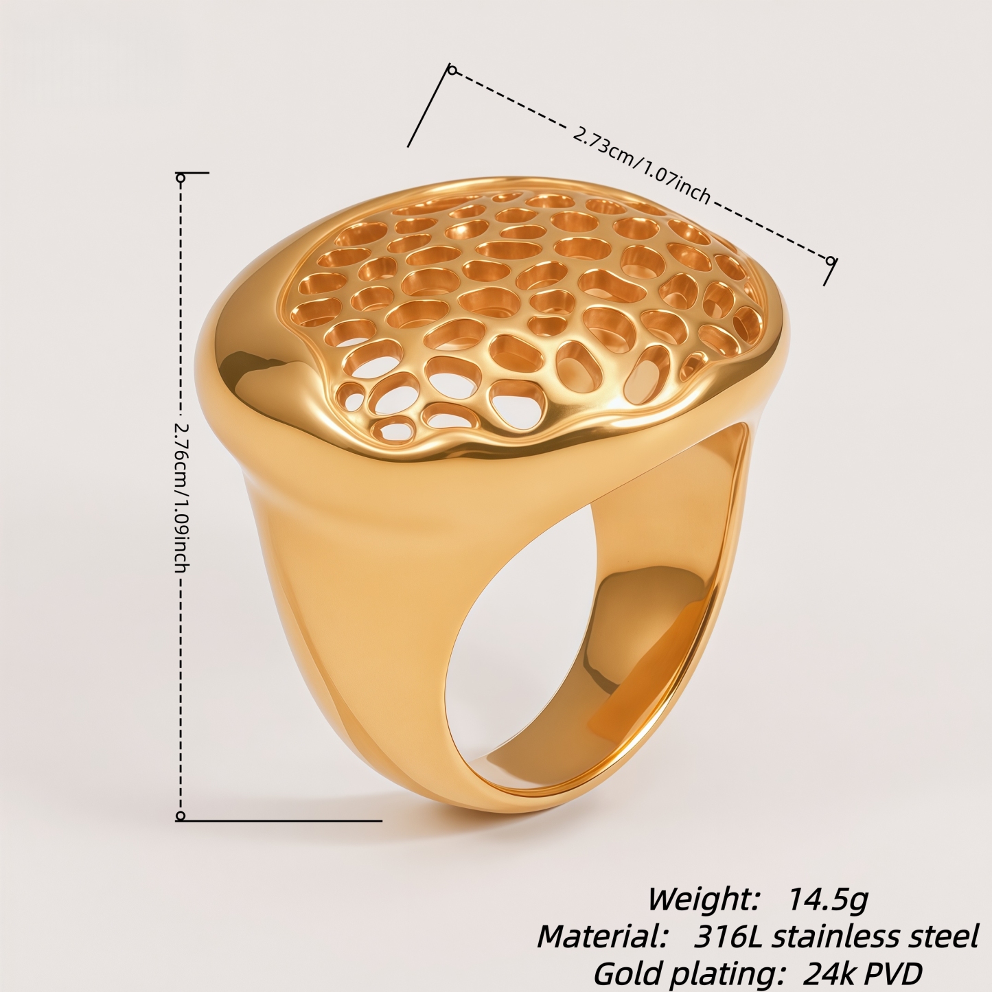 Honeycomb design stainless steel ring Women's ring | ML073