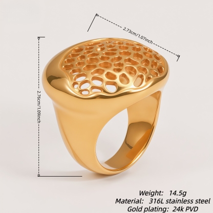 Honeycomb design stainless steel ring Women's ring | ML073