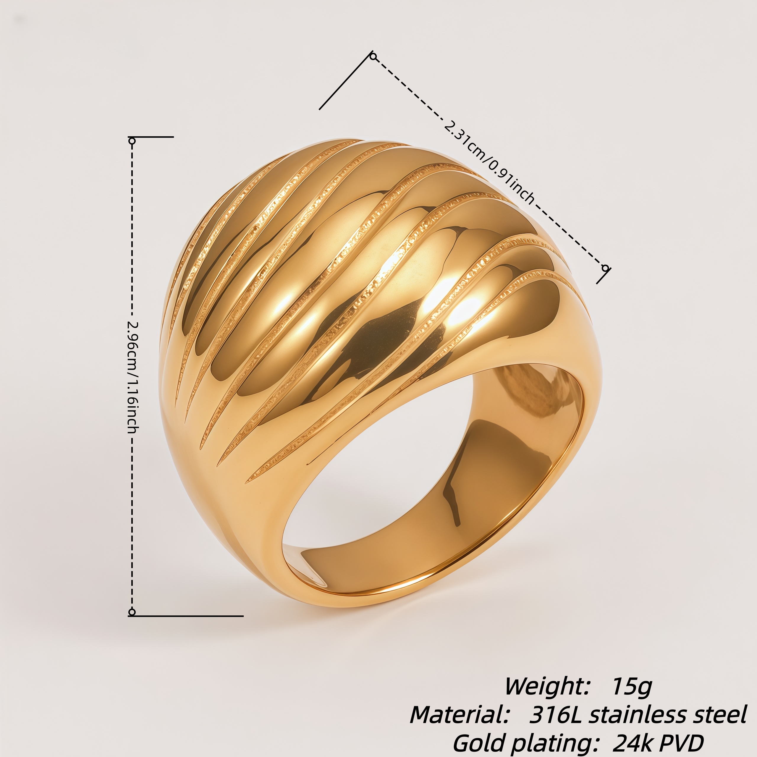 Minimalist Swirl Design Stainless Steel Ring for Women | ML037
