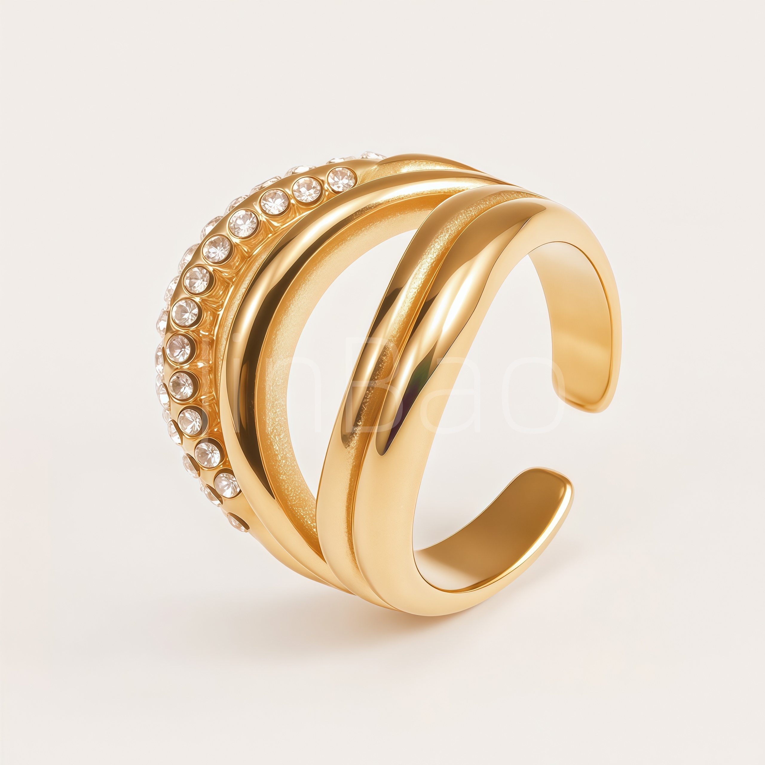 Multi‑Layer Intertwined CZ Pave Open Wide Women's Rings, Assorted Styles
