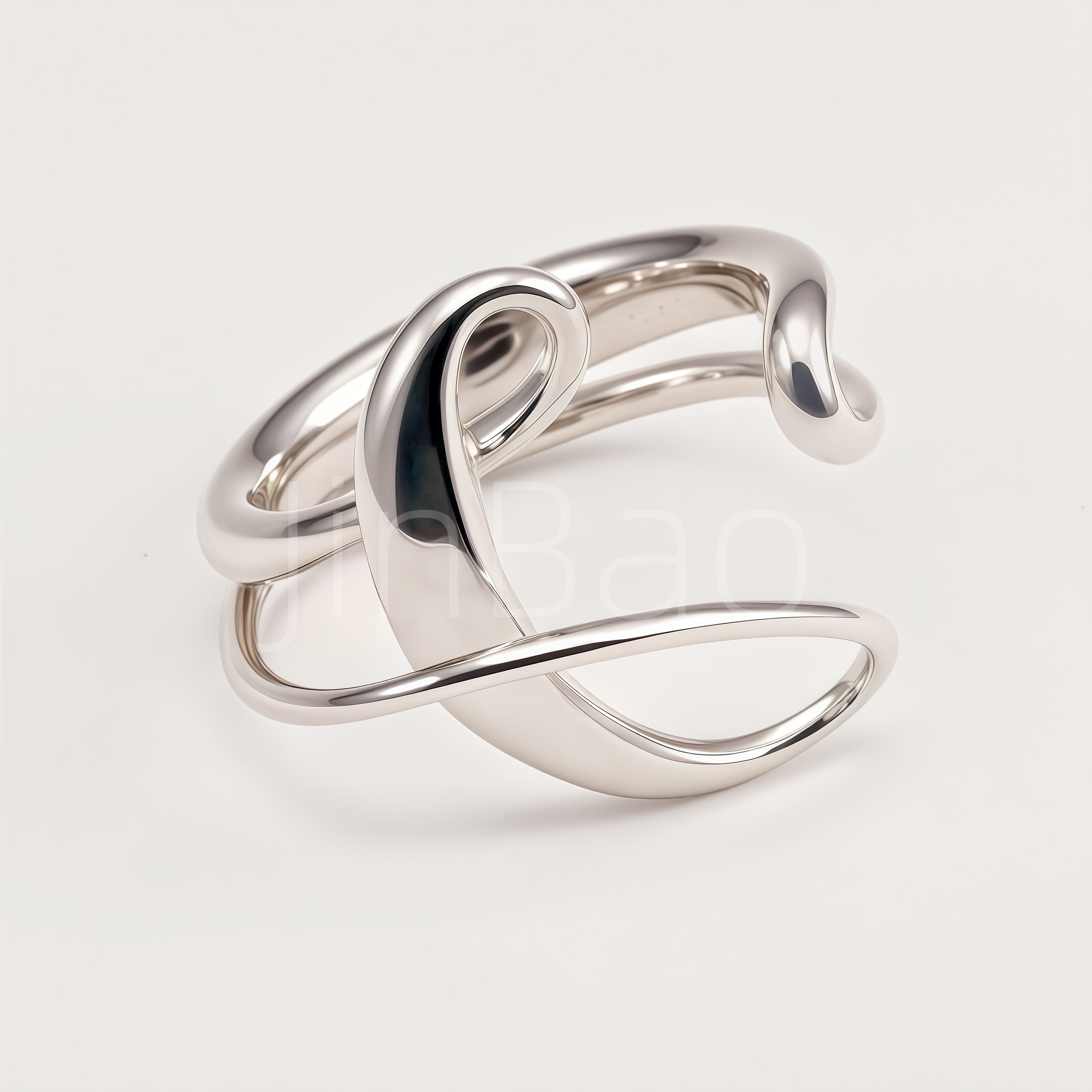 Fluid Sculpture Twisted Loop Open Ring for Women | E00484