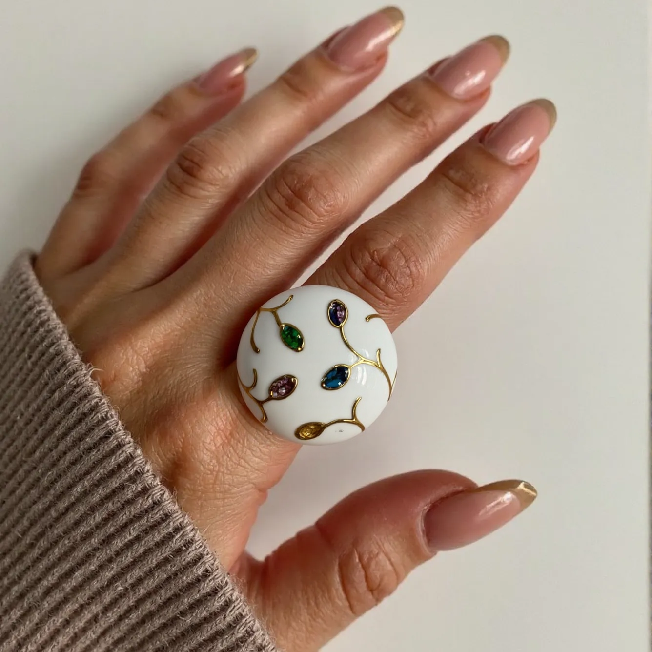 European Style Tree Branch Design Gemstone Ring Women's Fashion Metallic Band | G004480-JinBaoJewerly