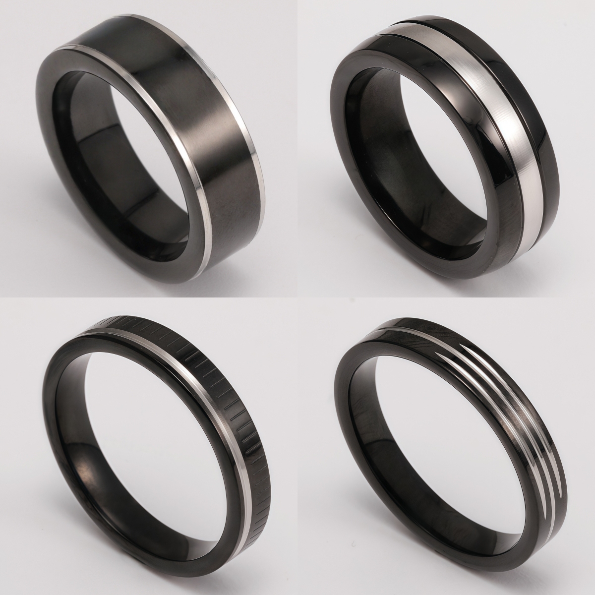 Black & Silver Stainless Steel Ring – Modern Dual-Tone Design-JinBaoJewerly