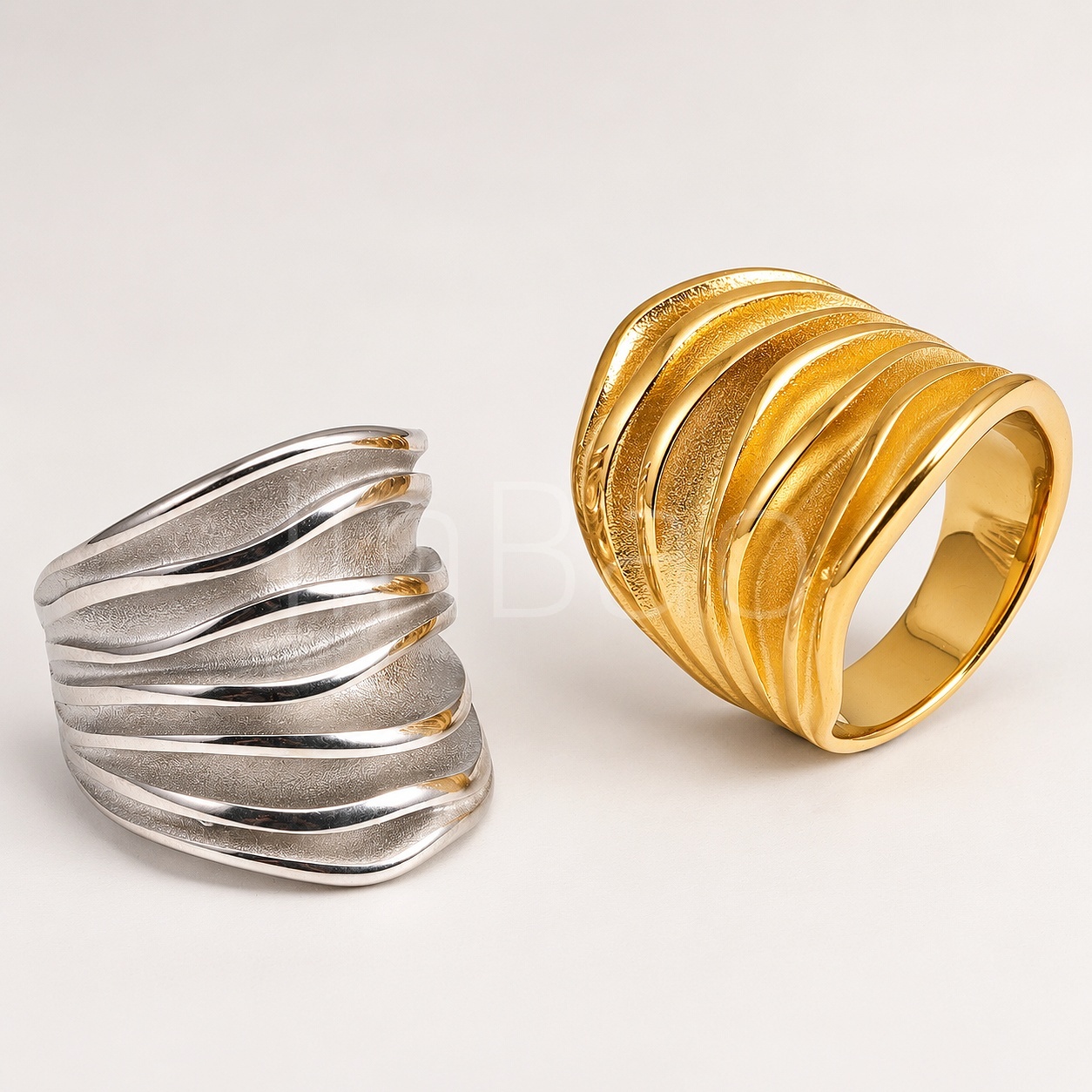 Multi Layer Wavy Wide Band Ring for Women | E00643
