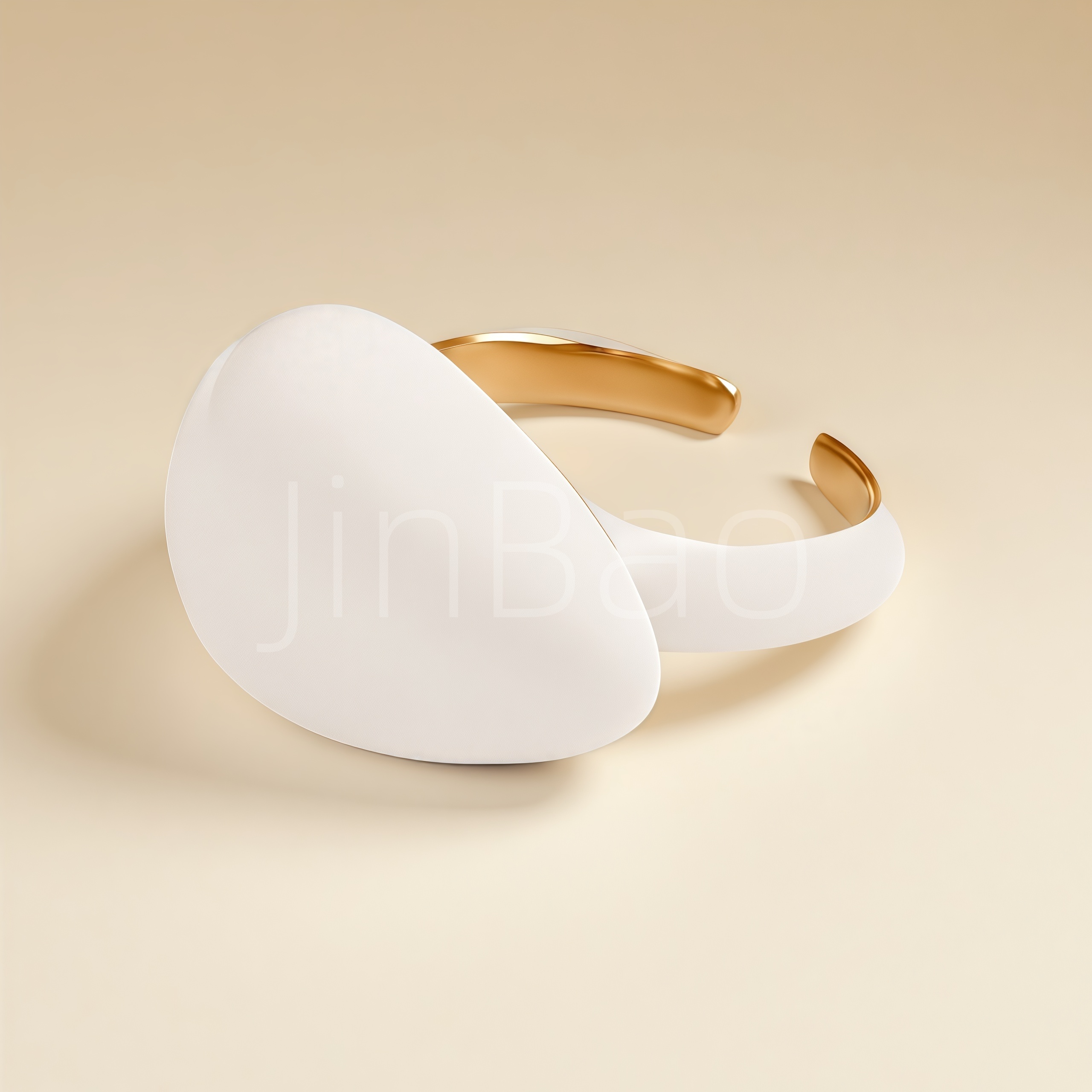 Two Tone White Enamel Gold Interior Open Women's Ring | E0024