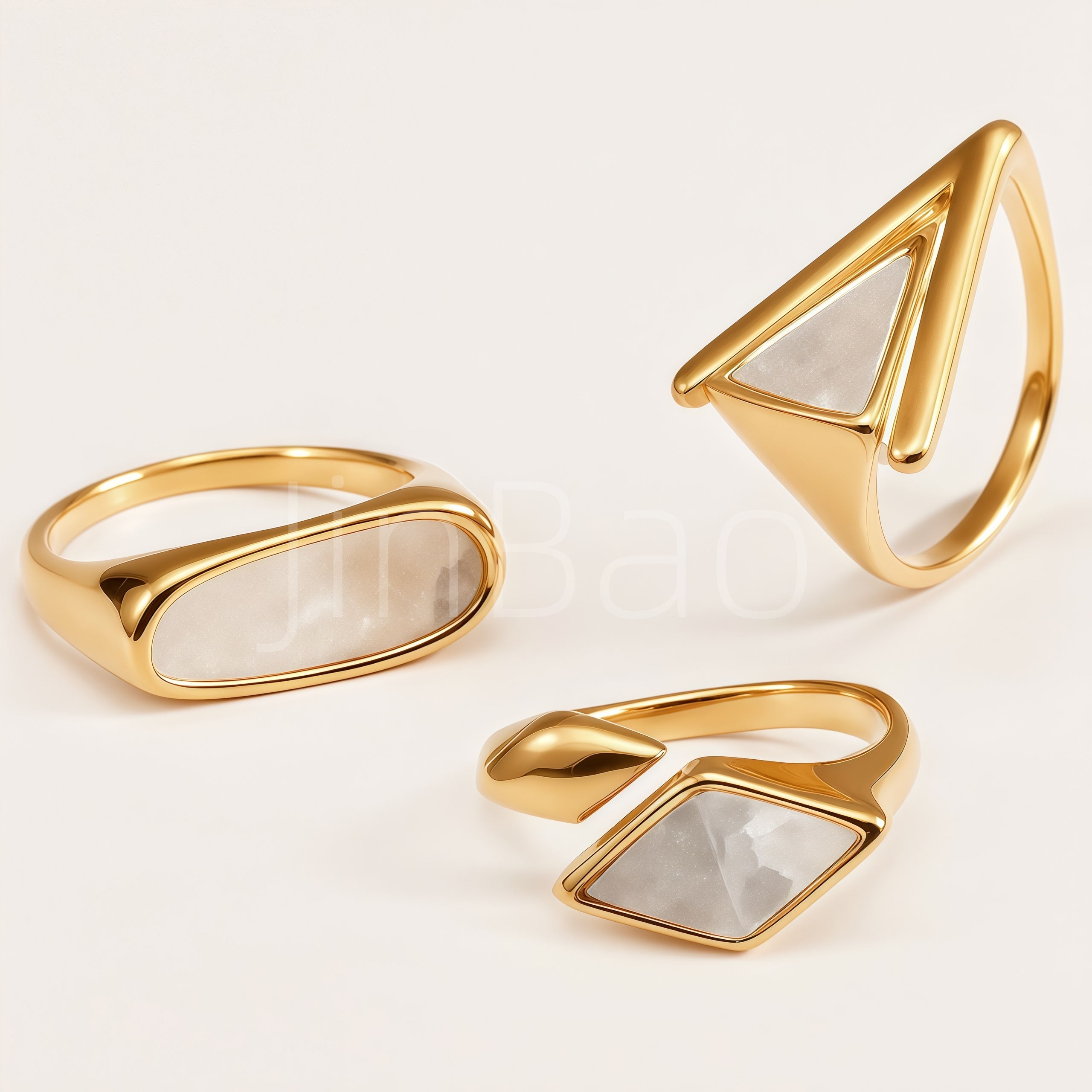 Styles Minimalist White Shell Geometric Gold Finger Rings for Women