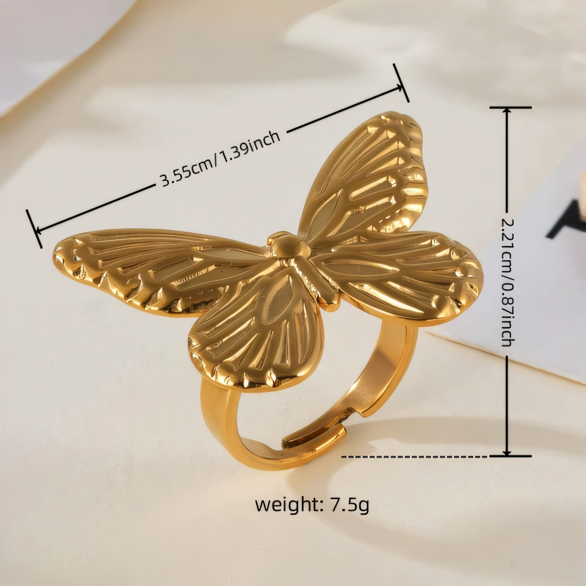 Vintage Butterfly Opening Adjustable Stainless Steel Women's Ring | G005618-JinBaoJewerly