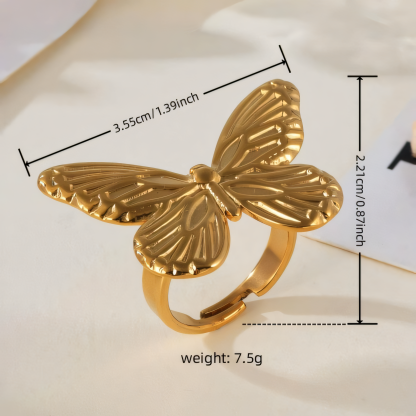Vintage Butterfly Opening Adjustable Stainless Steel Women's Ring | G005618-JinBaoJewerly