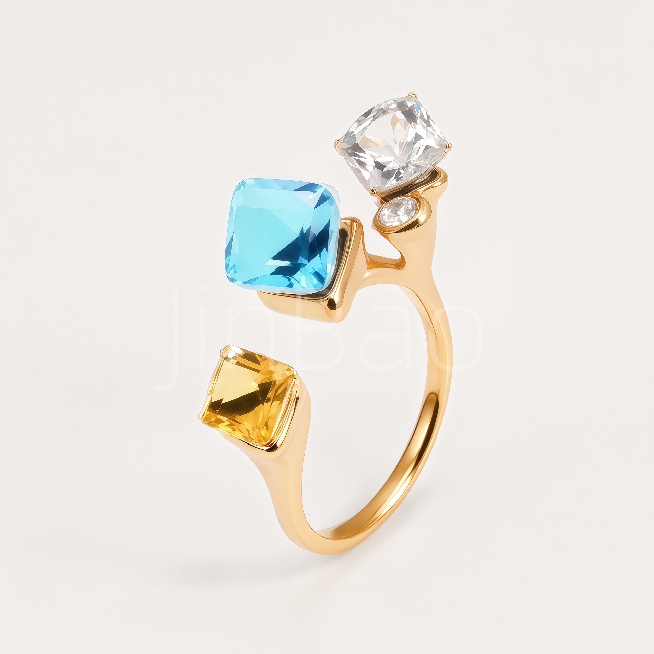 Light Luxury Multi-Cut Colorful Gem Women Ring Set