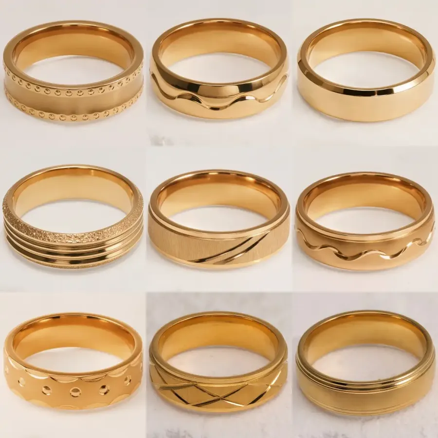 Stylish 24K Gold-Plating Stainless Steel Unisex 6MM Band