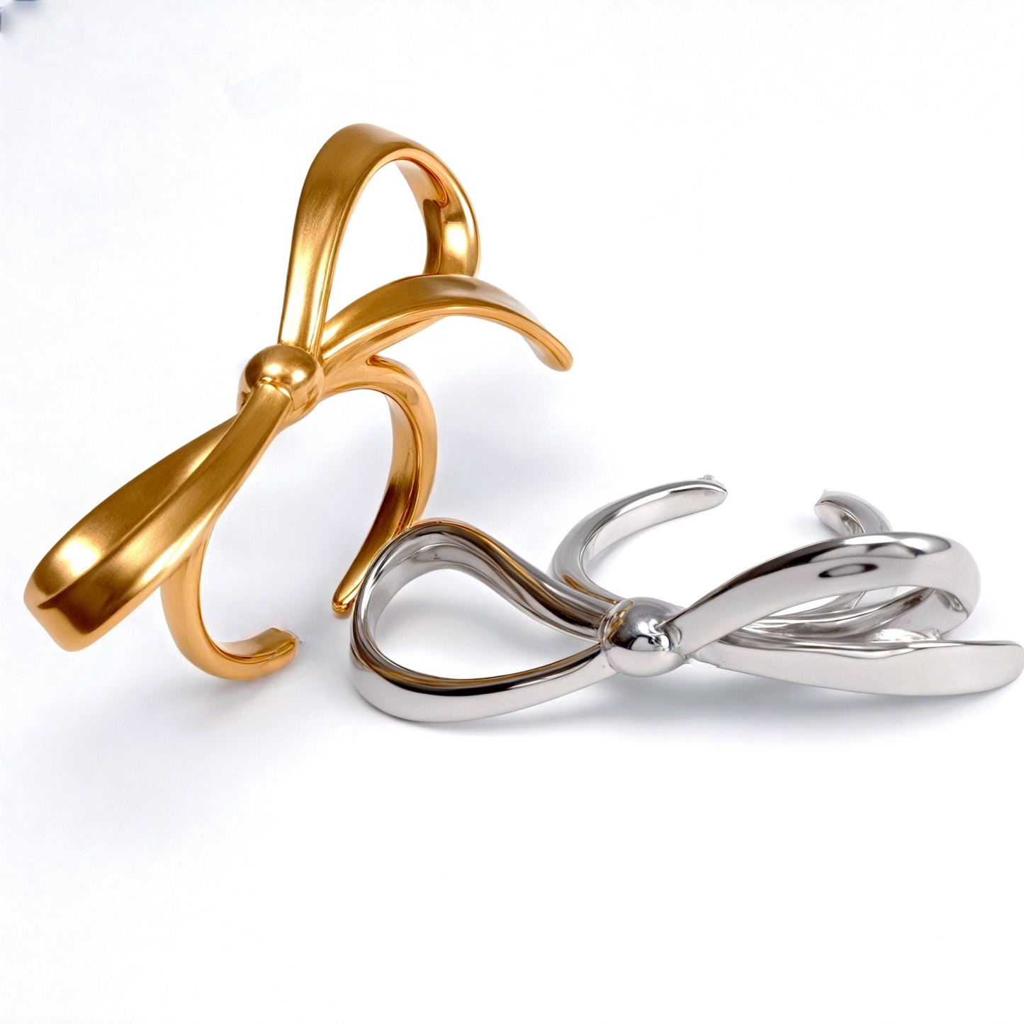 Gold/Silver Bow - Shaped Open Ring - Sweet and Stylish Jewelry | G004948-JinBaoJewerly