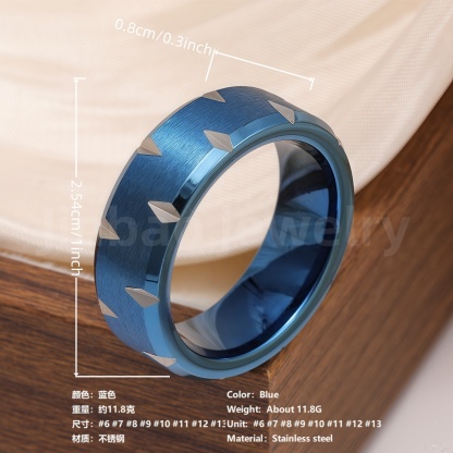 Stainless Steel Stylish Dual-tone Design Fashion Blue Men's Waterproof Ring-JinBaoJewerly