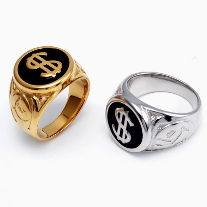 Dollar Sign Stainless Steel Ring - Edgy Streetwear for Men & Women  | DZ219-JinBaoJewerly