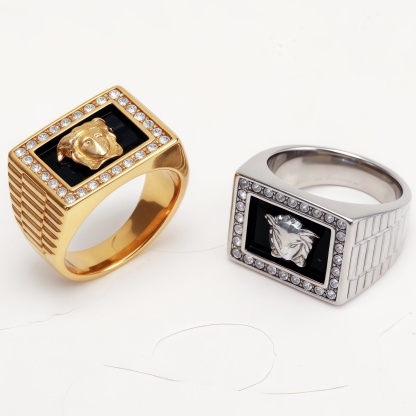 Classic Medusa Diamond - inlaid Gold/Silver Ring, Must - have Item for Fashionistas | DZ299-JinBaoJewerly