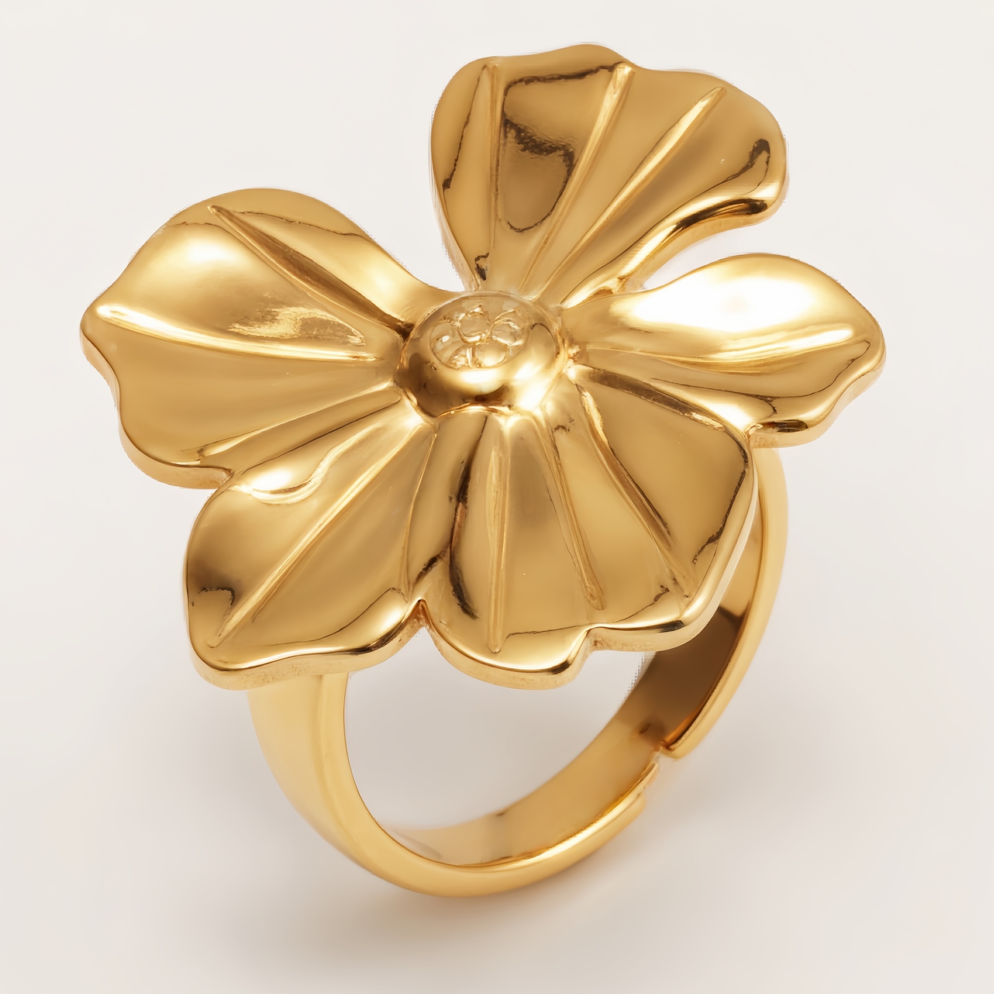 Gold Petal & Stamen Ring, Sweet - style Fashion Band | G006220-JinBaoJewerly