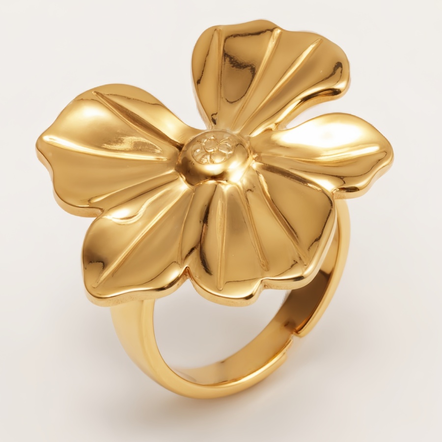 Gold Petal & Stamen Ring, Sweet - style Fashion Band | G006220