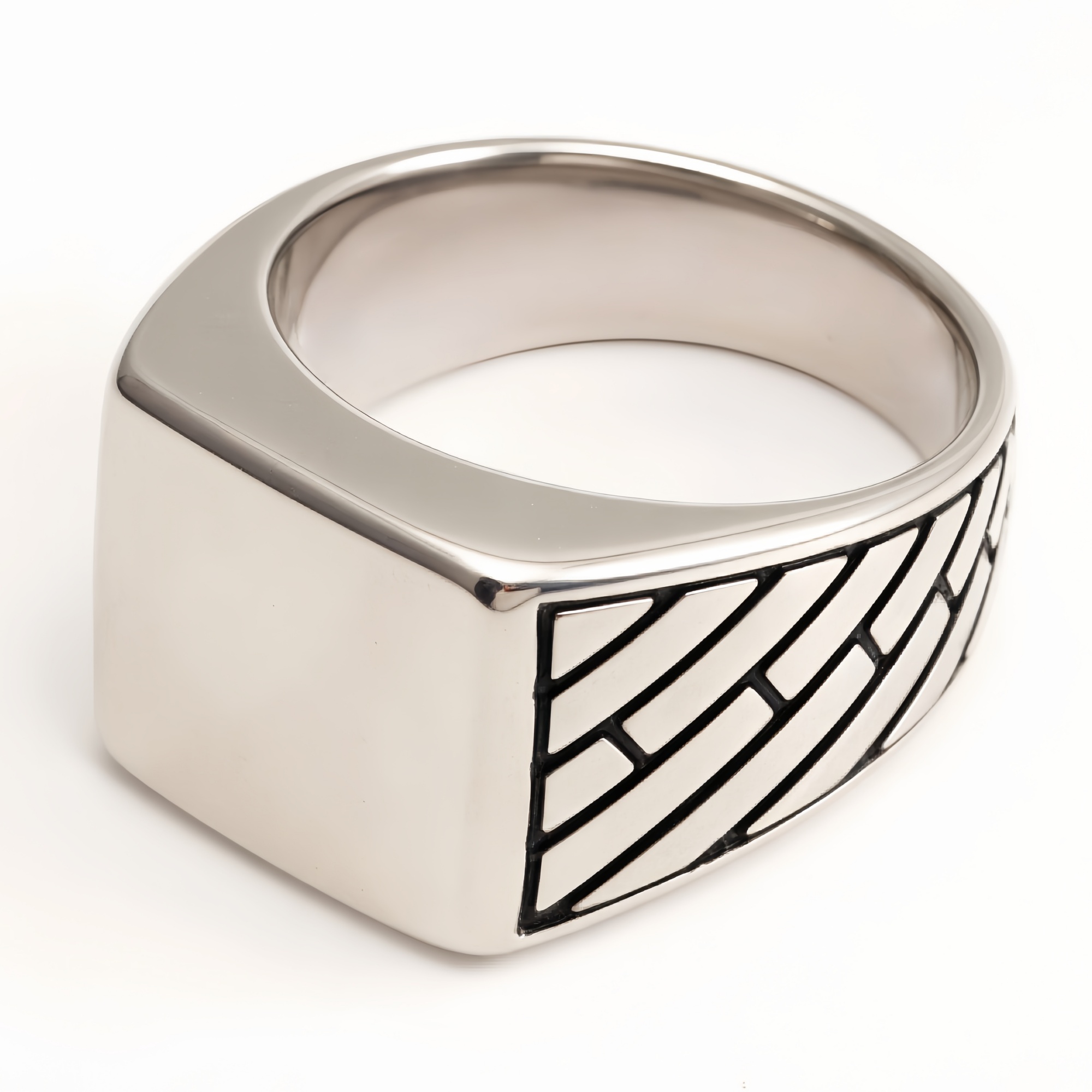 Silver - Black Geometric Square Ring - Minimalist and Stylish Jewelry | G002497-JinBaoJewerly